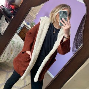 zara knit sherpa lined cardigan